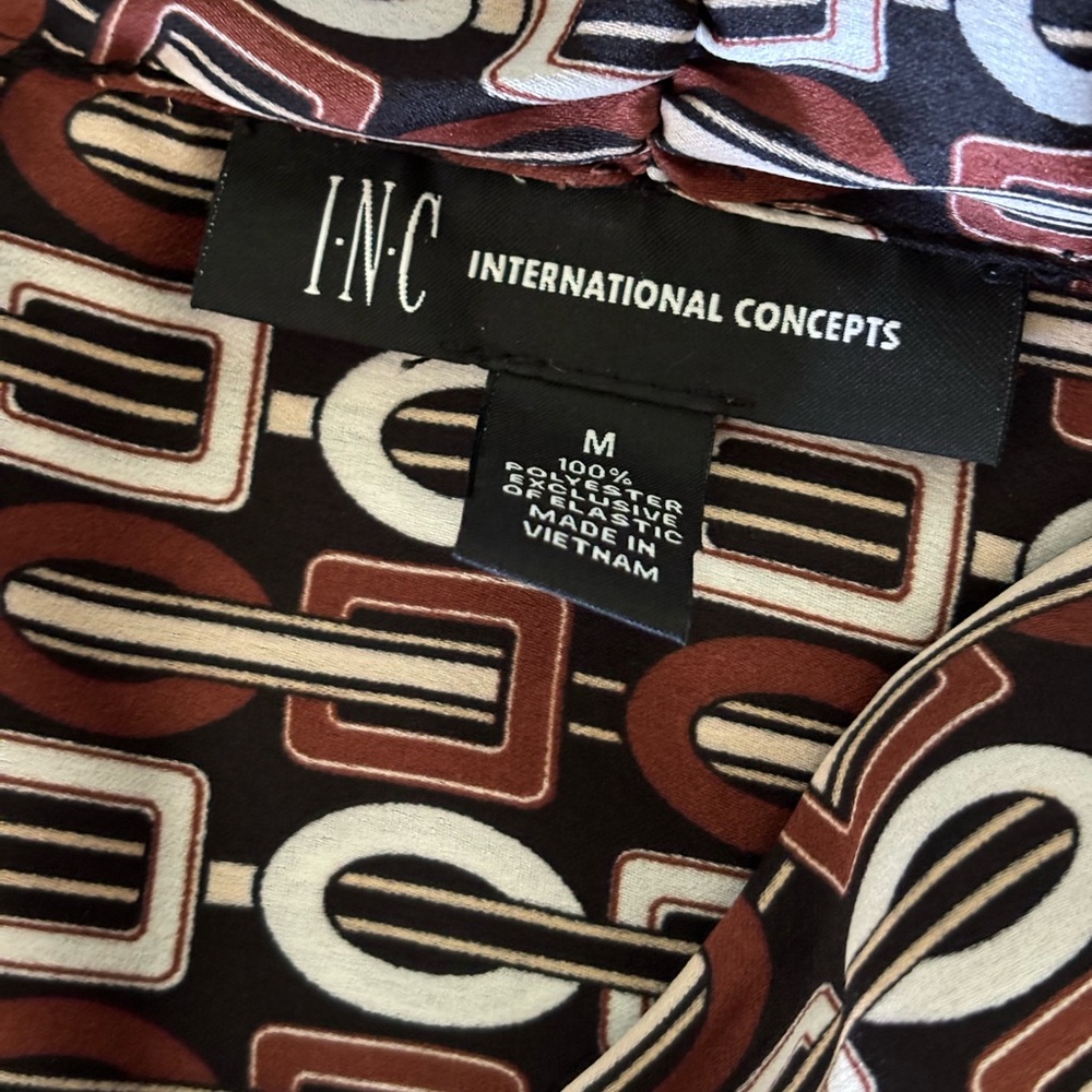 INC International Concepts women’s dress size M Brown Black and White Chain - Picture 5 of 9